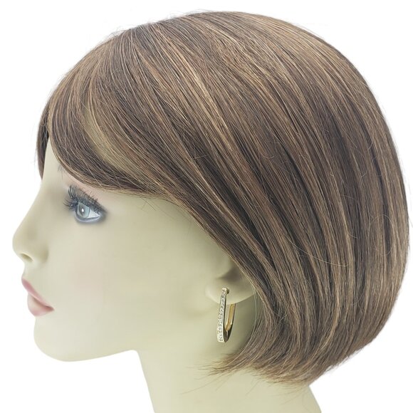 14 Karat Yellow Gold and Diamond Oval Hoop Earrings #19254 - Picture 6 of 7